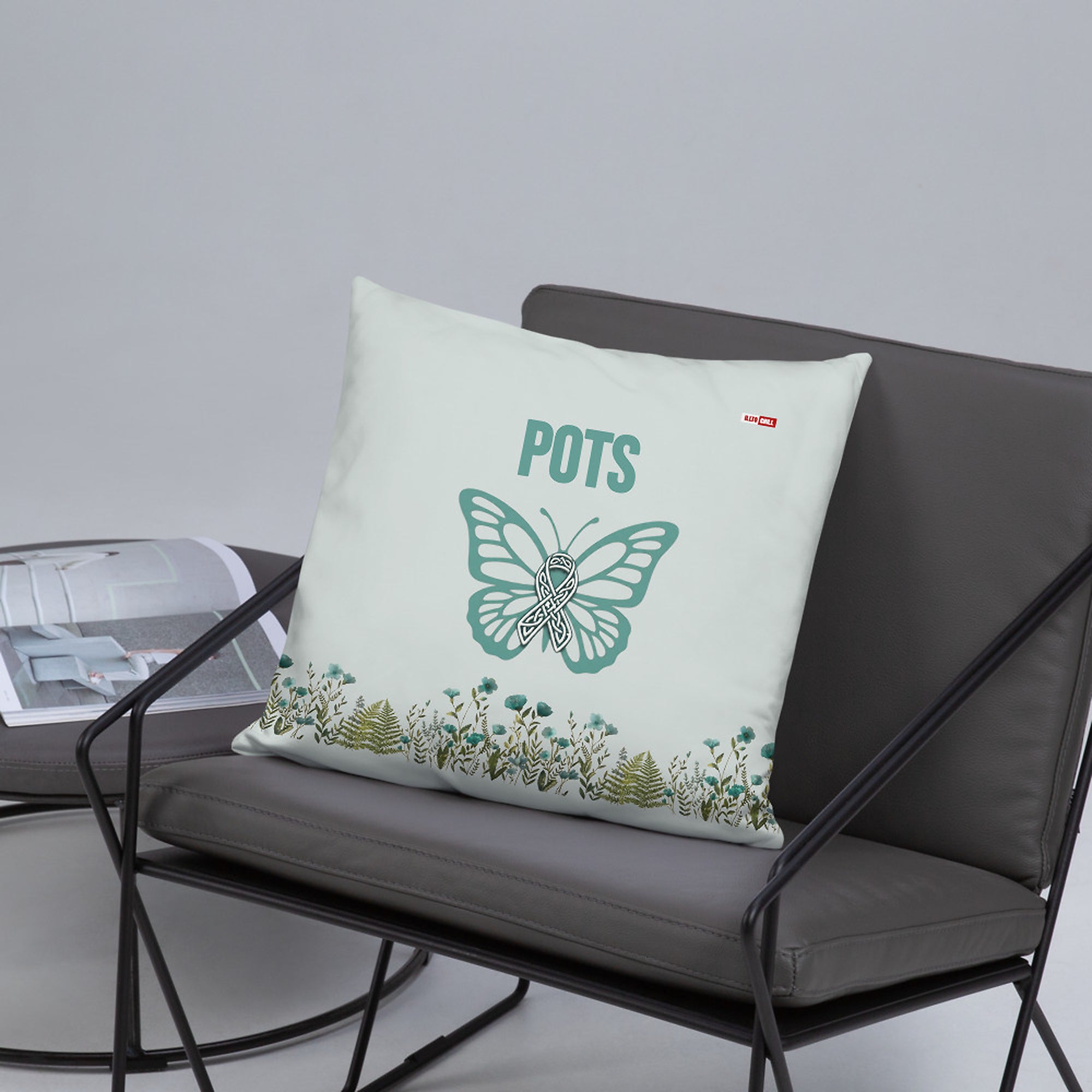 ILLTOCHILL POTS Awareness Pillow – Lifestyle Front Lifestyle 5 (Black)
