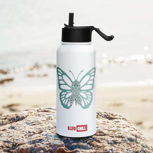 ILLTOCHILL POTS awareness gift Stainless steel water bottle with a straw lid – Lifestyle 3 Left