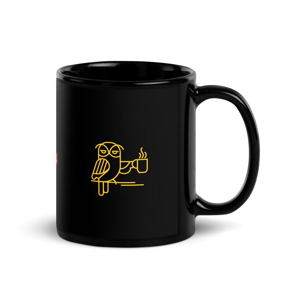 ILLTOCHILL Insomnia Night Owl Black Glossy Mug – Flat Handle on Right