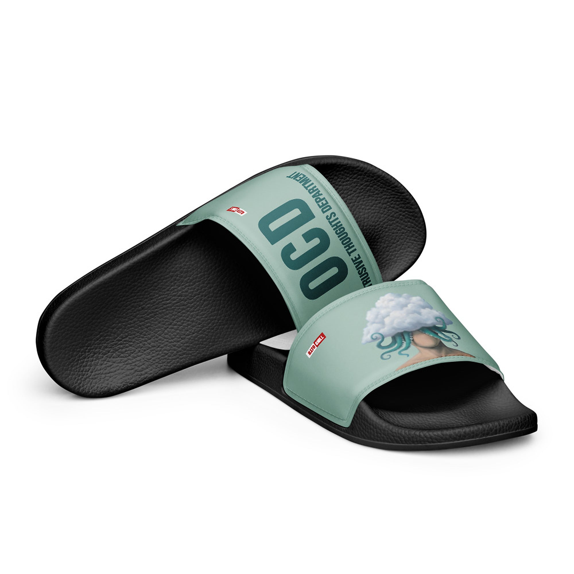 ILLTOCHILL OCD Awareness Men's Slides – Flat 4 Front (Ocd Awareness Men's Slides)