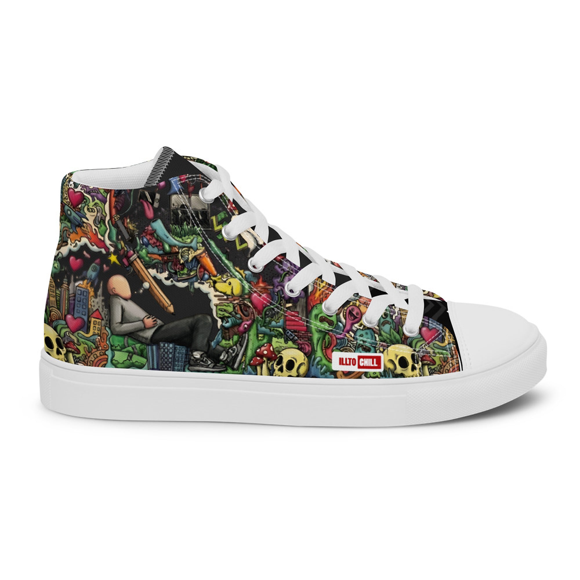 ILLTOCHILL Adhd Attention deficit awareness gift Men’s high top canvas shoes – Flat 2 Right Outside