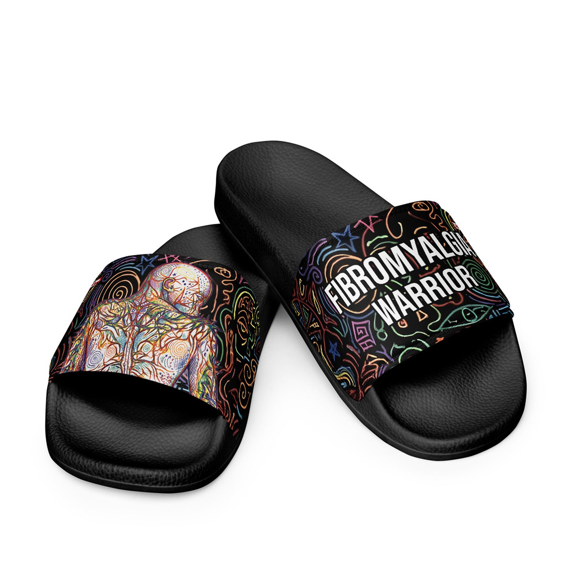 ILLTOCHILL Fibromyalgia Support Men's Slides – Flat 3 Front (Fibromyalgia Support Men's Slides)