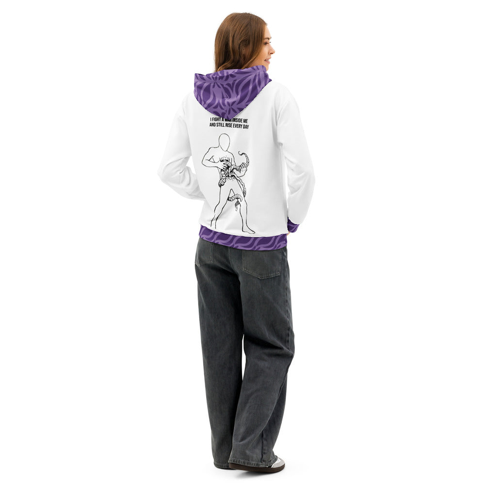 ILLTOCHILL Crohn's disease awareness and support gift unisex cotton hoodie – Women's Back (White)
