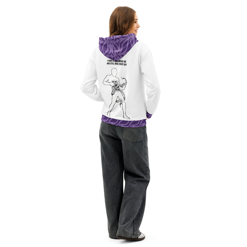 ILLTOCHILL Crohn's disease awareness and support gift unisex cotton hoodie – Women's Back (White)
