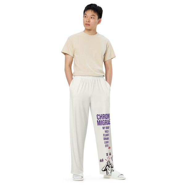 ILLTOCHILL Chronic Migraine Awareness Pants – Men's Front (White)