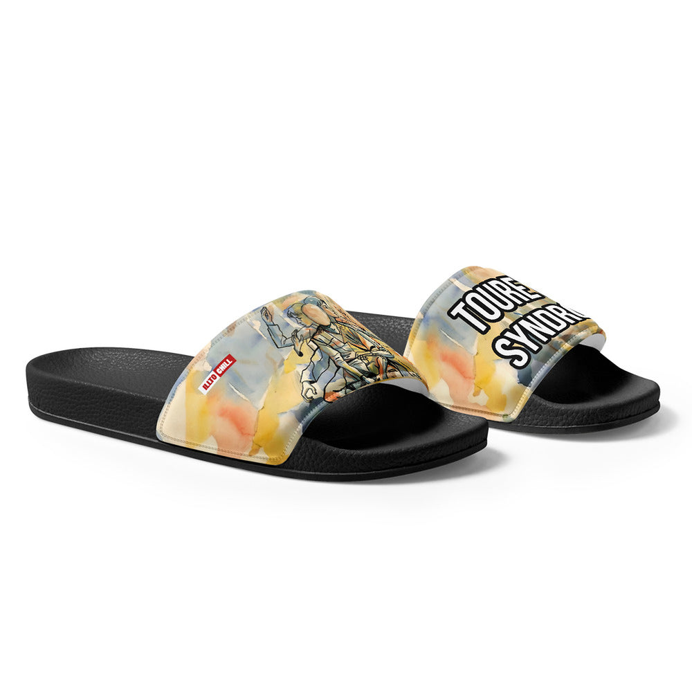 ILLTOCHILL Tourette's Syndrome Awareness Men's Slides – Flat Right Front (Tourette's Syndrome Awareness Men's Slides)