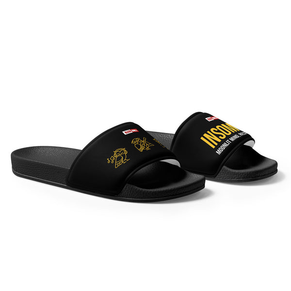 ILLTOCHILL Insomnia Awareness Men's Slides – Flat Right Front (Insomnia Awareness Men's Slides)
