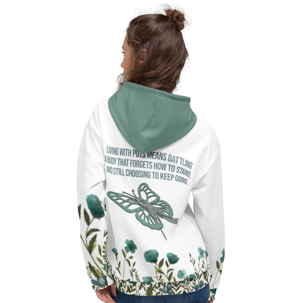 ILLTOCHILL POTS awareness heavyweight Unisex Hoodie – Women's Back (White)