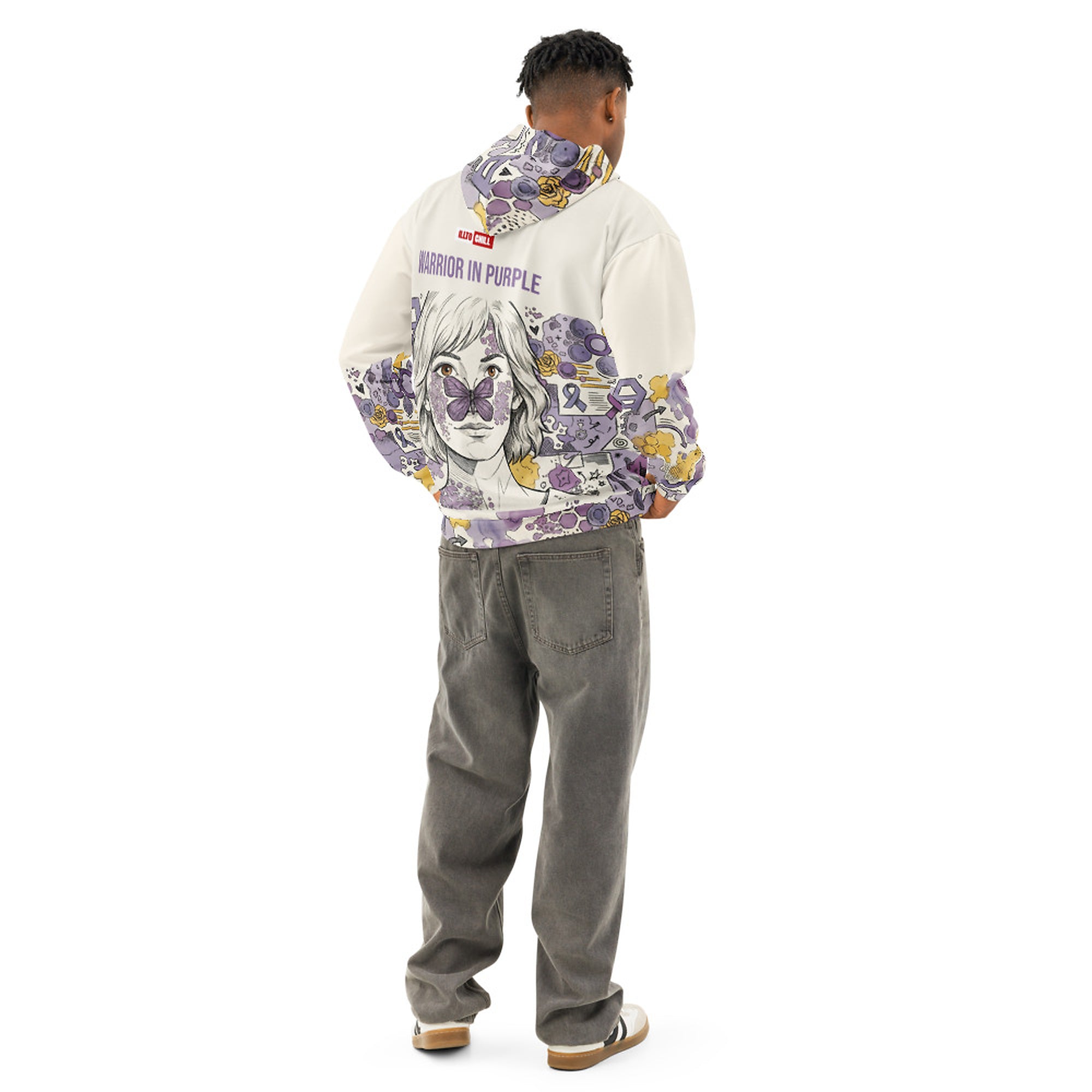 ILLTOCHILL Lupus awareness gift cotton hoodie – Men's Back (Black)