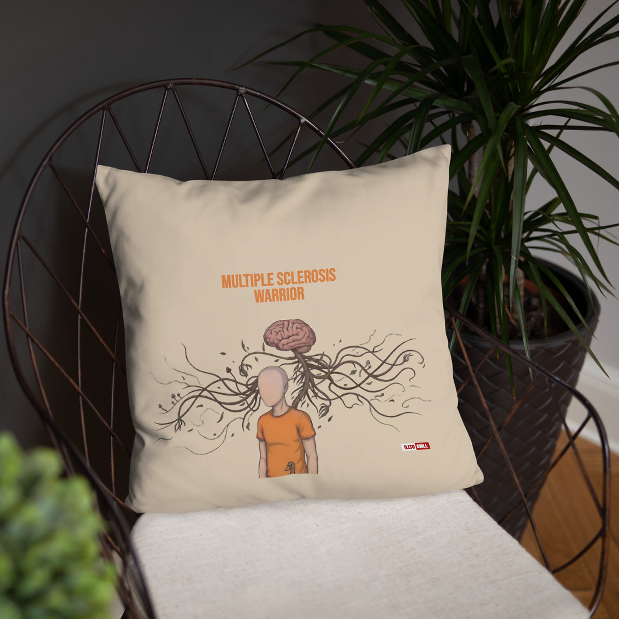 ILLTOCHILL MS Multiple Sclerosis awareness and support gift Pillow – Lifestyle Front Lifestyle 4 (Black)
