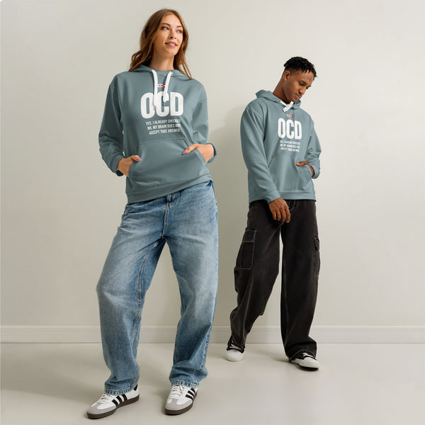 ILLTOCHILL OCD awareness Obsessive-Compulsive Disorder gift Unisex cotton hoodie – Duet Front (White)