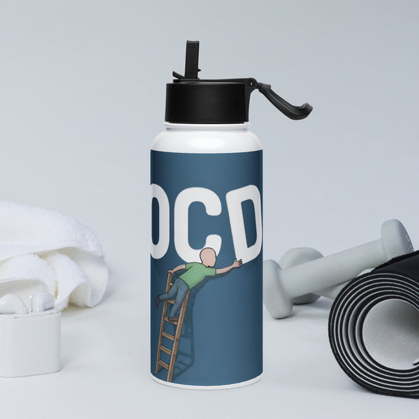 ILLTOCHILL OCD awareness gift Stainless steel water bottle with a straw lid – Lifestyle 2 Left
