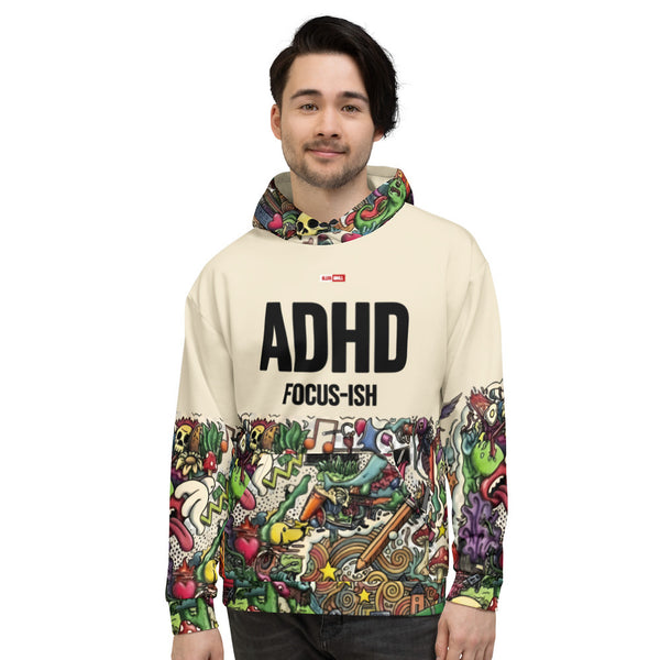 ILLTOCHILL ADHD awareness Attention Deficit Hyperactivity Disorder heavyweight Unisex Hoodie – Men's Front (Black)