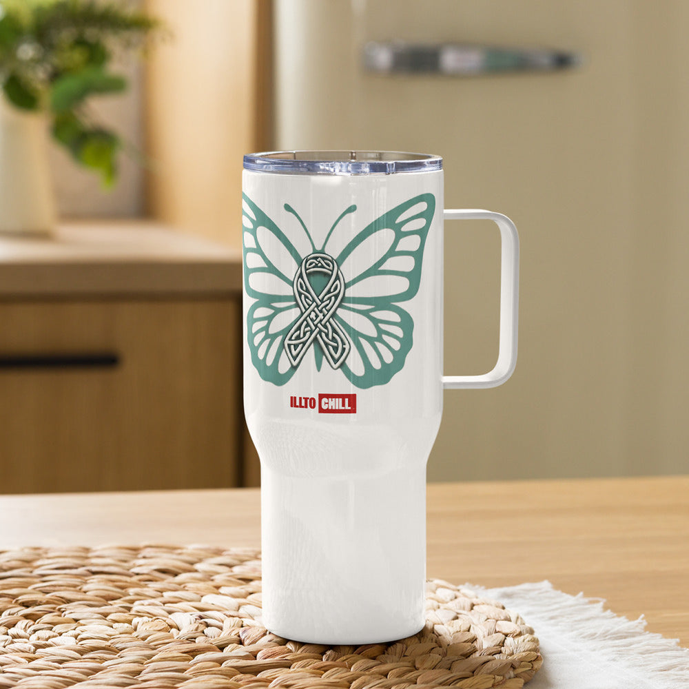 ILLTOCHILL POTS awareness gift Travel mug with a handle – Lifestyle 2 Left