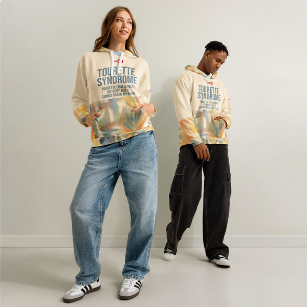 ILLTOCHILL Tourette syndrome awareness TS gift Unisex cotton hoodie – Duet Front (White)