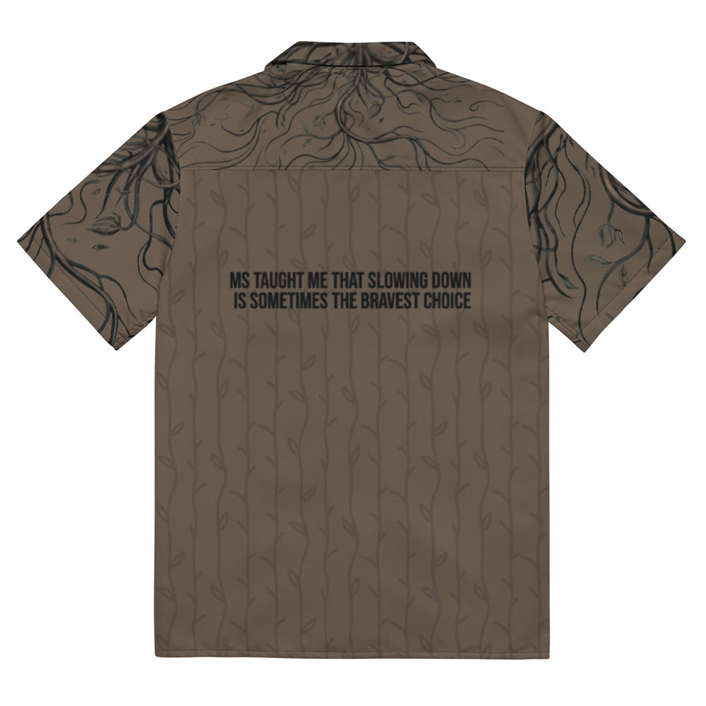 ILLTOCHILL MS Multiple Sclerosis awareness and support Unisex button shirt – Flat Back (Black)