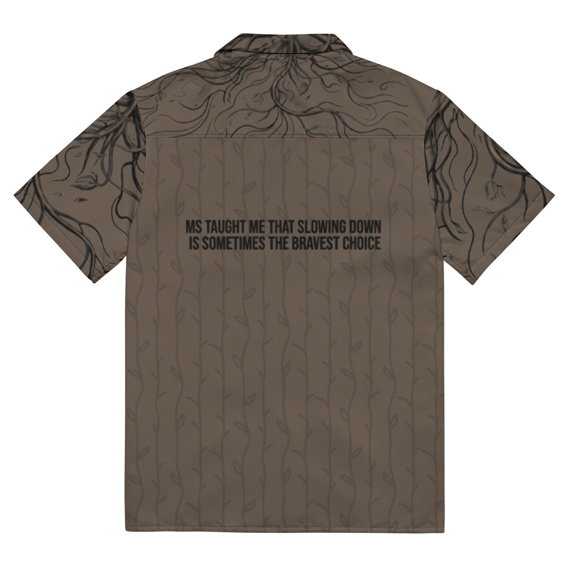 ILLTOCHILL MS Multiple Sclerosis awareness and support Unisex button shirt – Flat Back (Black)