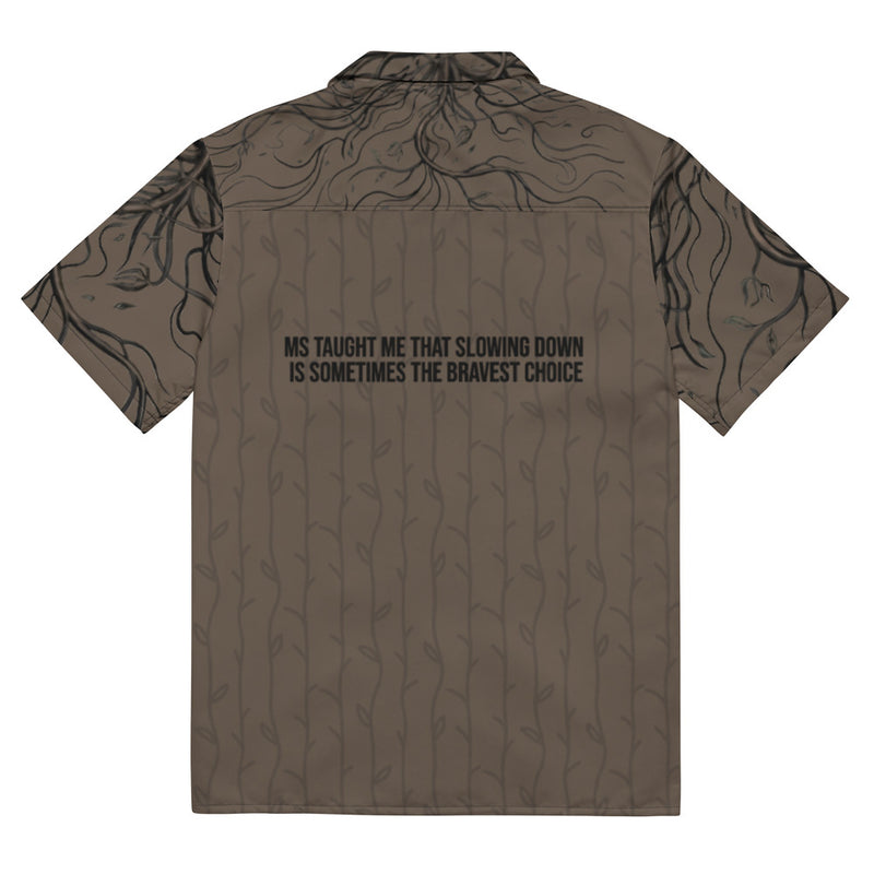 ILLTOCHILL MS Multiple Sclerosis awareness and support Unisex button shirt – Flat Back (Black)