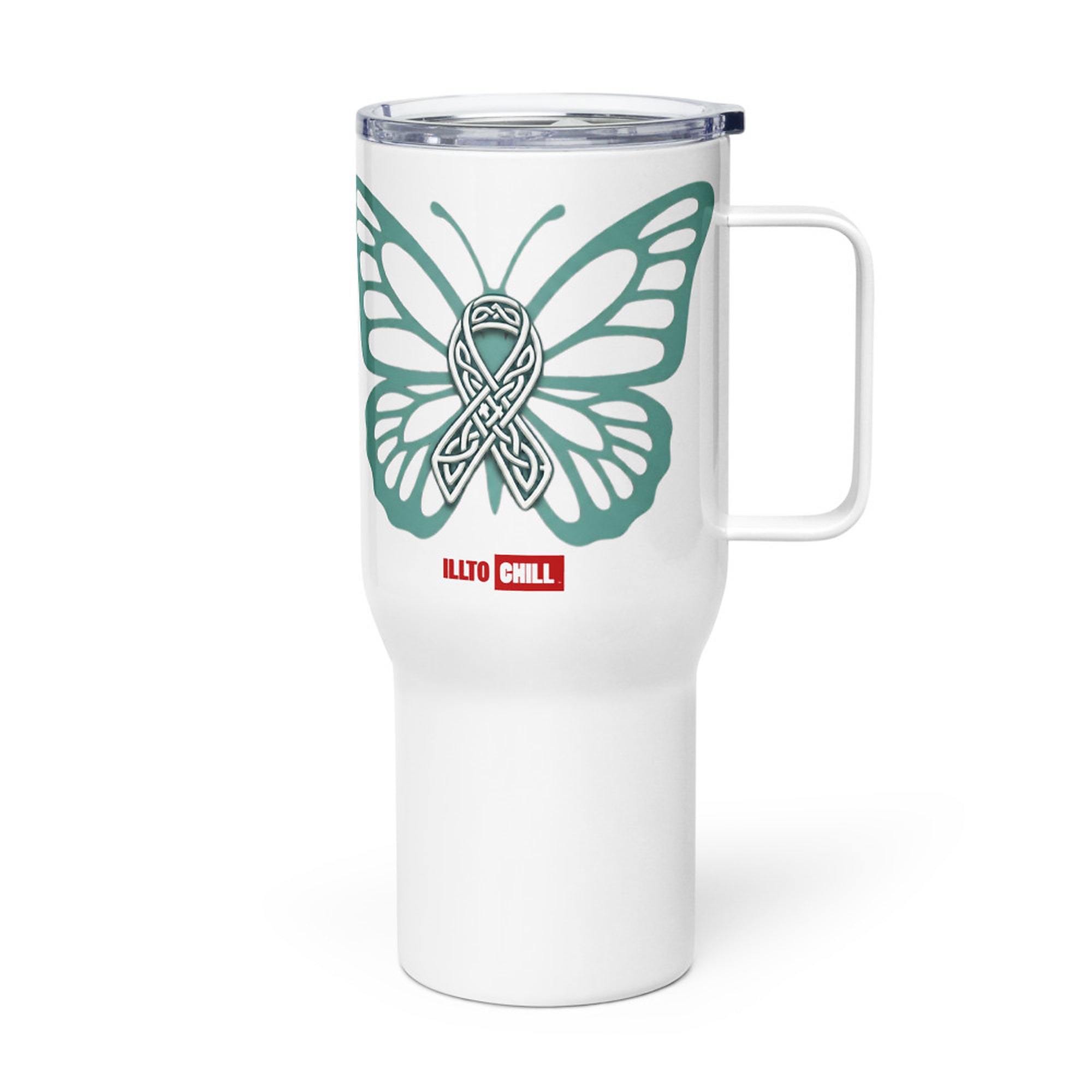 ILLTOCHILL POTS awareness gift Travel mug with a handle – Flat Left