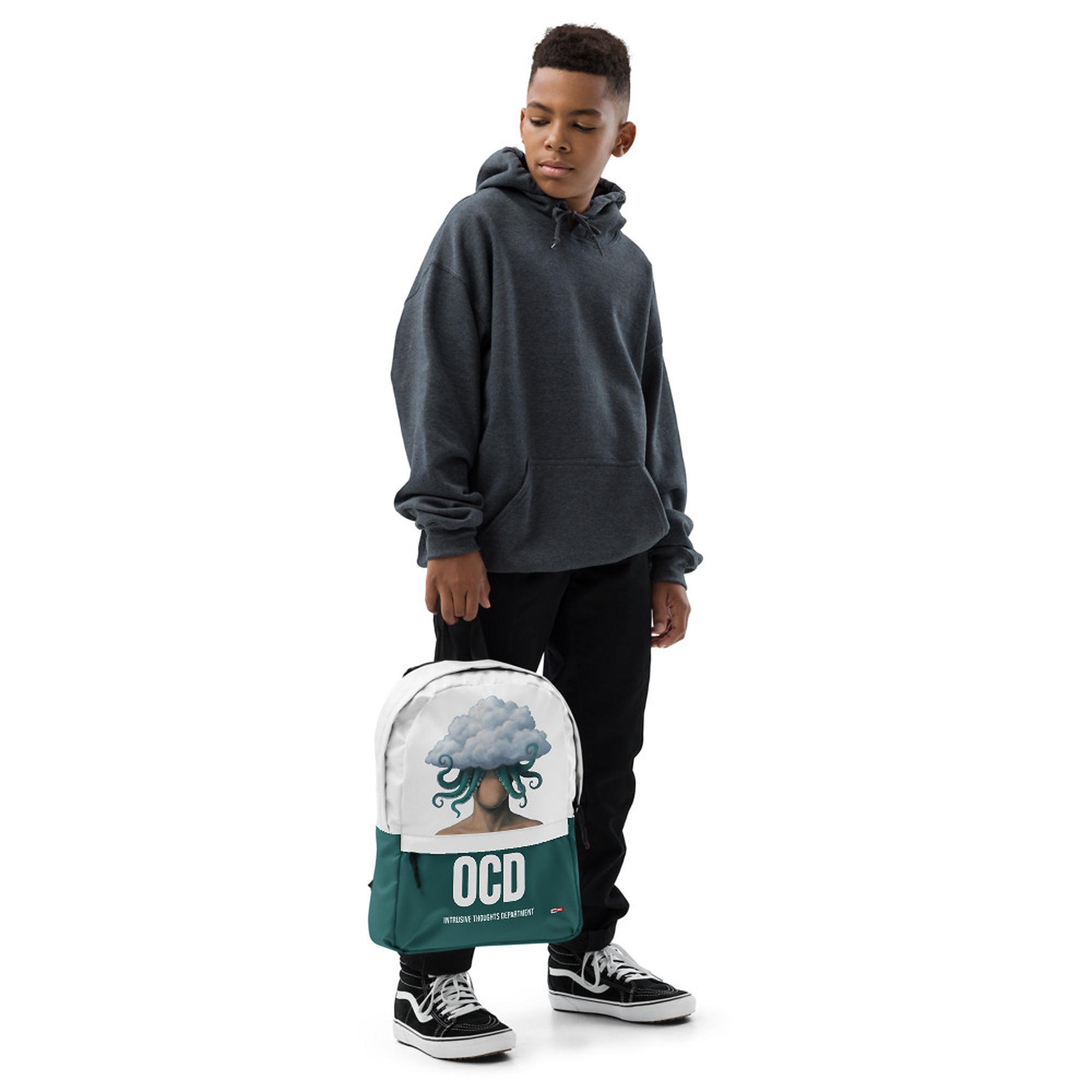 ILLTOCHILL OCD Awareness Backpack – Boy's Front (Clear)