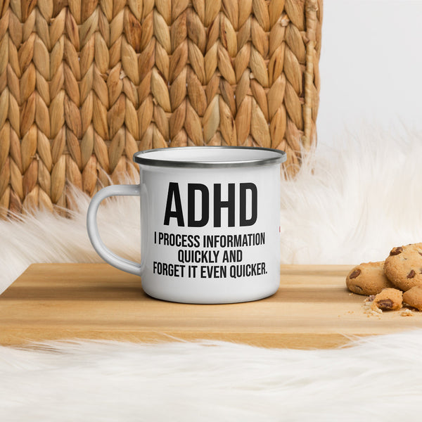 ILLTOCHILL Adhd Attention deficit awareness gift Enamel Mug – Lifestyle 4 Left