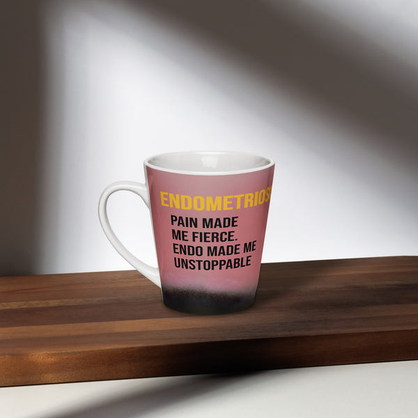 ILLTOCHILL Endometriosis awareness Endo warrior gift Latte mug – Lifestyle 2 Left