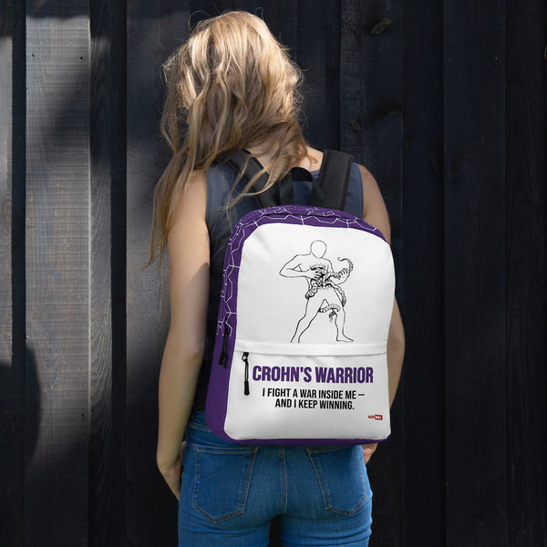 ILLTOCHILL Crohn's Disease Awareness Backpack – Women's Lifestyle Front (Clear)