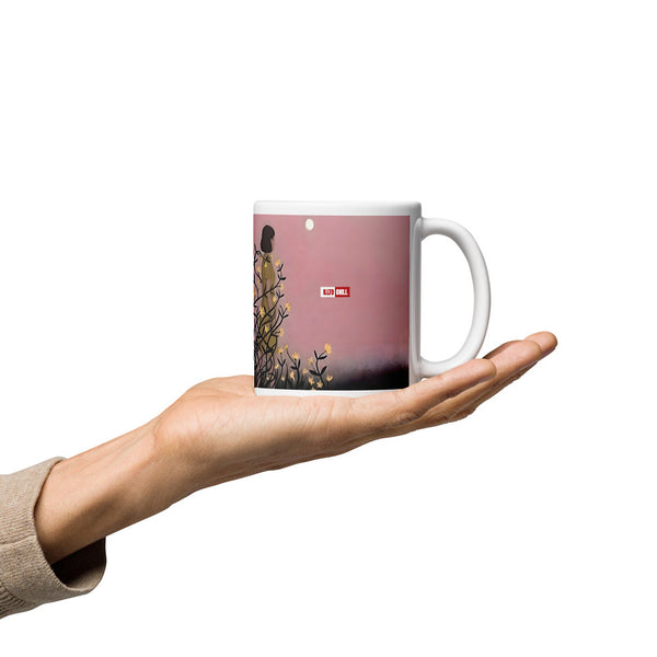 ILLTOCHILL Endometriosis awareness Endo warrior gift White glossy mug – Lifestyle 2, Premium Handle on Right