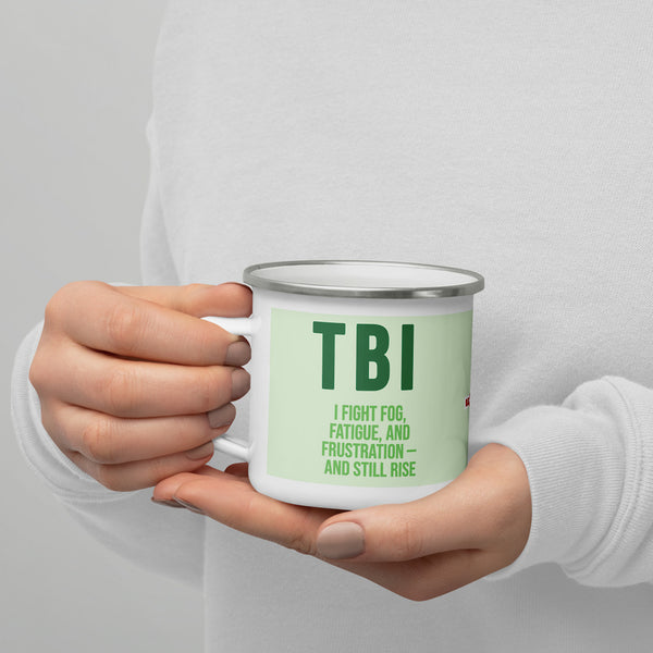 ILLTOCHILL TBI Traumatic brain injury support gift Enamel Mug – Lifestyle 7 Left