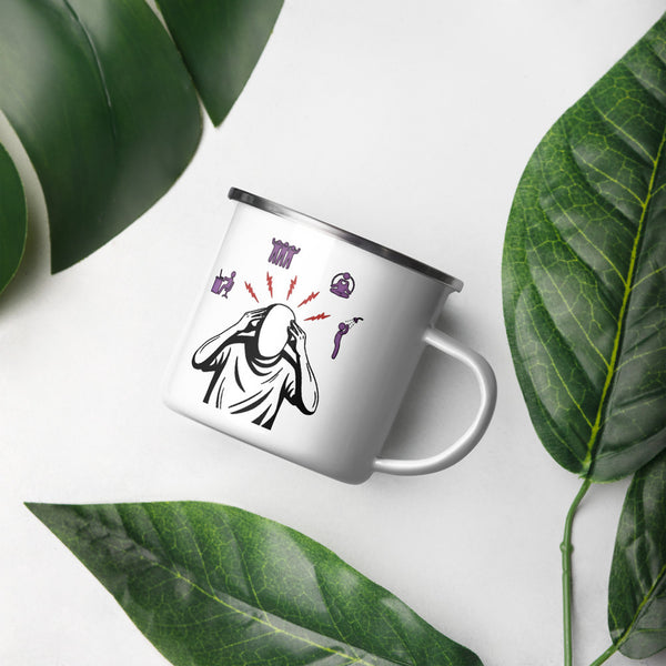 ILLTOCHILL Chronic Migraine awareness and support gift Enamel Mug – Lifestyle Right