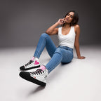 ILLTOCHILL Crohn's Disease Awareness Women's High Top Shoes – Women's Lifestyle 3 Front (Crohn's Disease Awareness Women's High Top Shoes)
