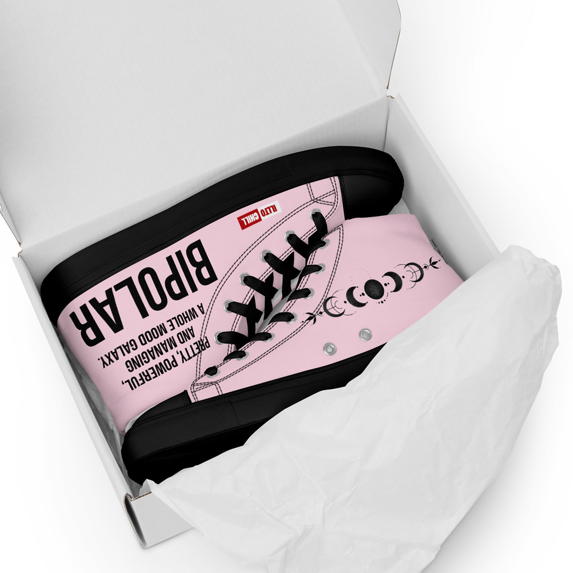 ILLTOCHILL Bipolar Support Women's High Top Shoes – Flat 5 Front (Bipolar Support Women's High Top Shoes)