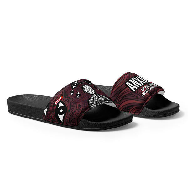 ILLTOCHILL Anxiety Awareness Women's Slides – Flat Right Front (Anxiety Awareness Women's Slides)