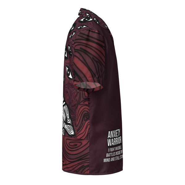 ILLTOCHILL Anxiety awareness Unisex button shirt – Ghost Right (Black)