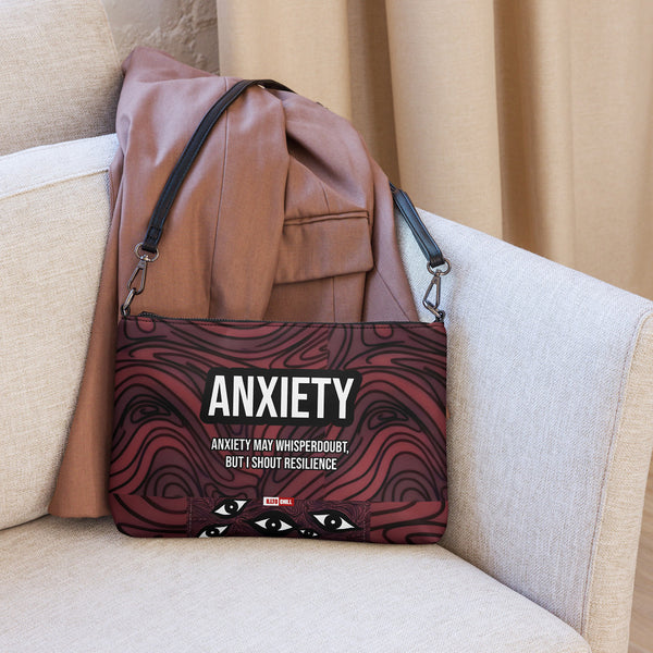 ILLTOCHILL Anxiety Awareness Crossbody Bag – Flat Lifestyle 2 Front (Anxiety Awareness Crossbody Bag)