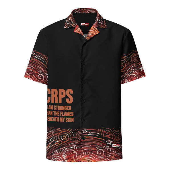 ILLTOCHILL CRPS awareness Complex Regional Pain Syndrome support Unisex button shirt – Ghost Front (Black)