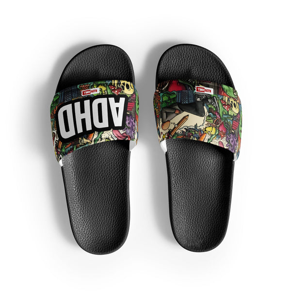 ILLTOCHILL ADHD Awareness Men's Slides – Flat Front (Adhd Awareness Men's Slides)