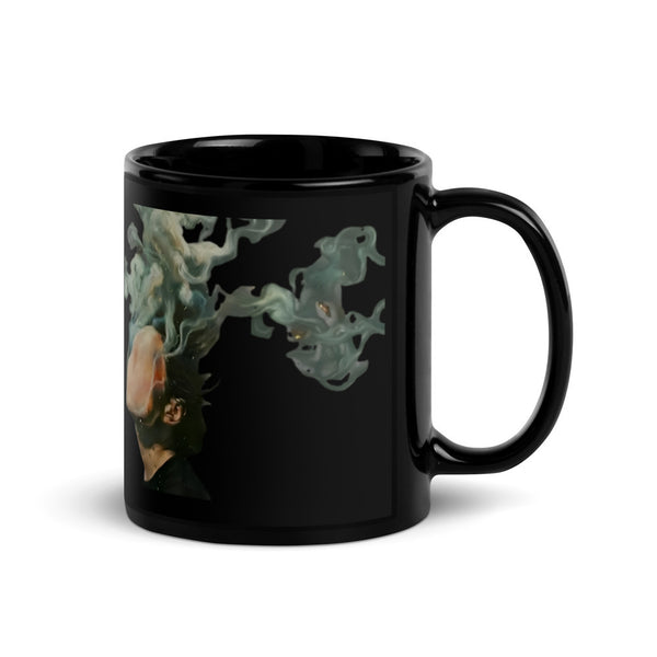 ILLTOCHILL Asthma awareness and support gift Black Glossy Mug – Flat Handle on Right