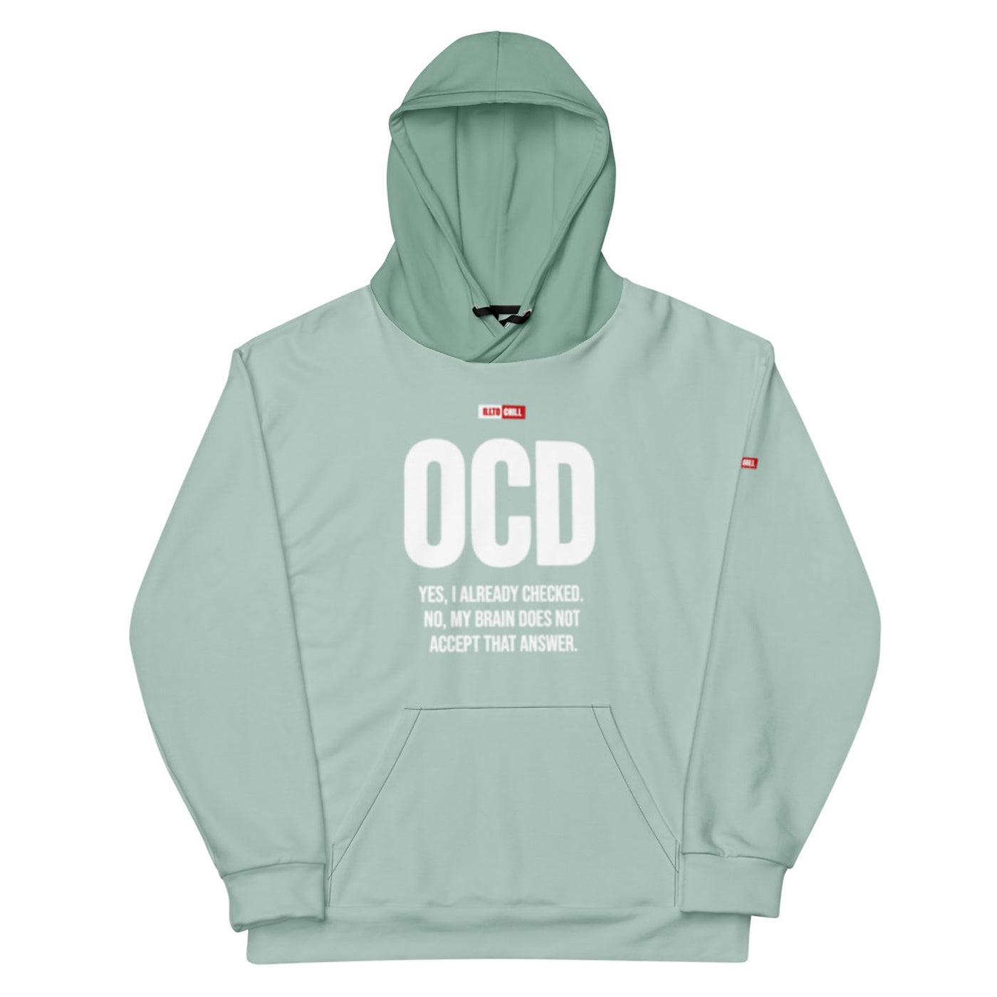 ILLTOCHILL ILLOCHILL OCD awareness Obsessive-Compulsive Disorder gift heavyweight Unisex cotton hoodie – Flat Front (Black)