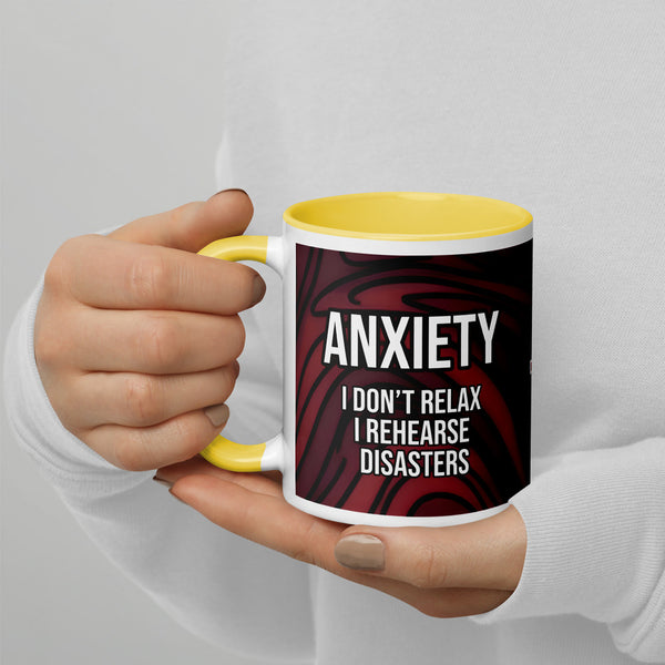ILLTOCHILL Anxiety awareness gift Mug with Color Inside – Lifestyle 4 Left