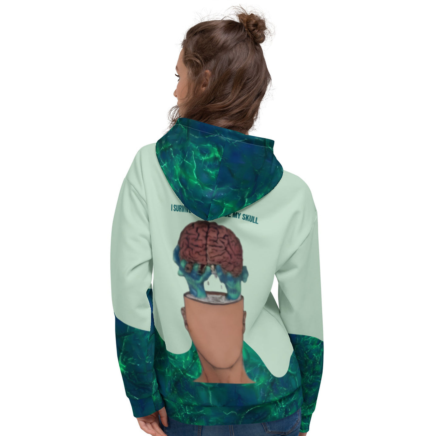 ILLTOCHILL IIH awareness Idiopathic Intracranial Hypertension support gift Unisex Hoodie – Women's Back (White)