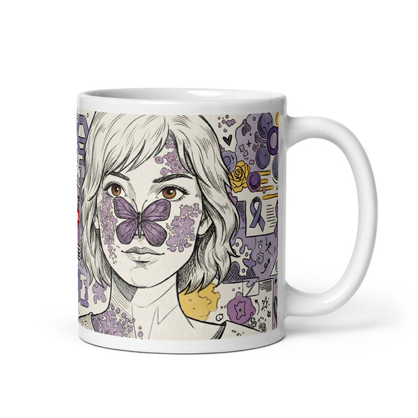 ILLTOCHILL Lupus awareness gift White glossy mug – Default Handle on Right