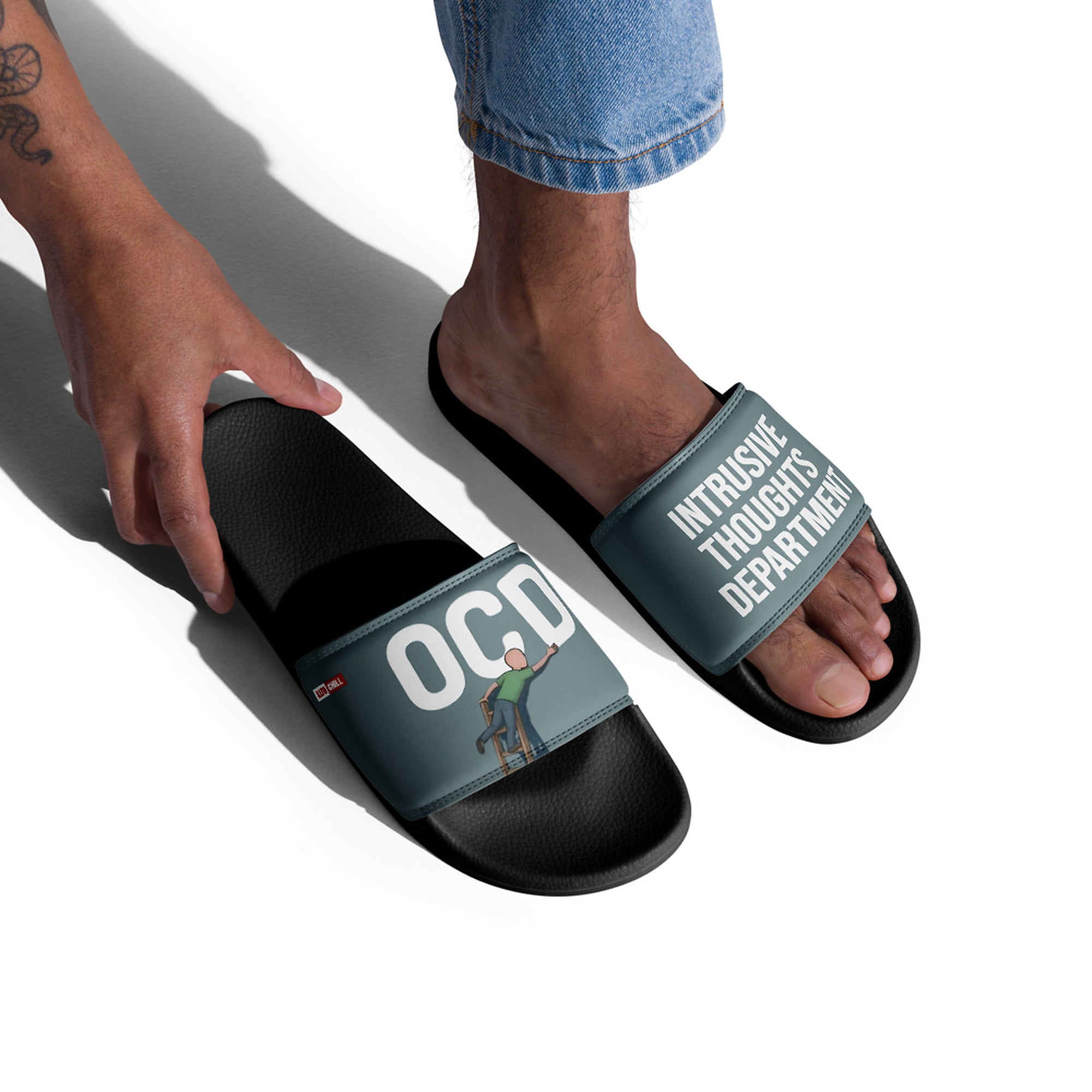 ILLTOCHILL OCD Awareness Men's Slides – Men's Lifestyle 2 Right Front (Ocd Awareness Men's Slides)