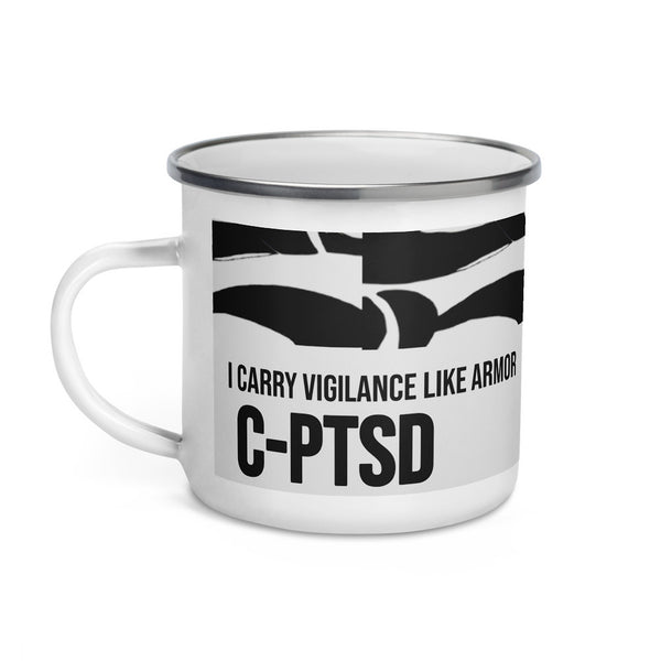 ILLTOCHILL CPTSD awareness Complex Post-Traumatic Stress disorder gift Enamel Mug – Default Left