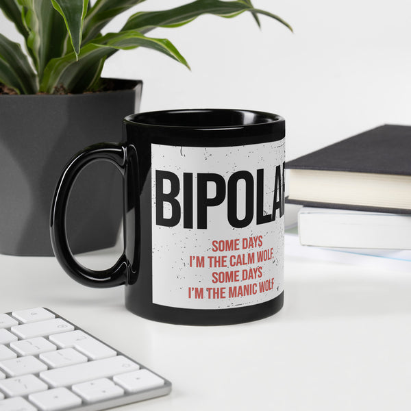 ILLTOCHILL Bipolar disorder gift Black Glossy Mug – Lifestyle 2 Handle on Left