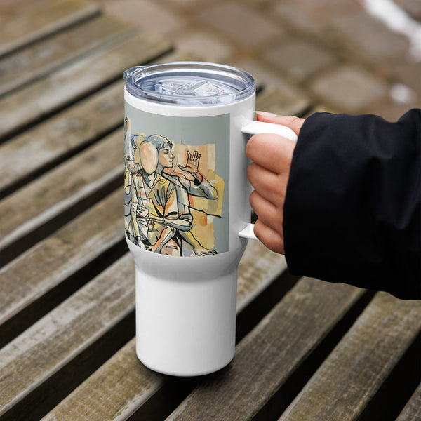 ILLTOCHILL Tourette syndrome awareness TS gift Travel mug with a handle – Lifestyle 6 Left