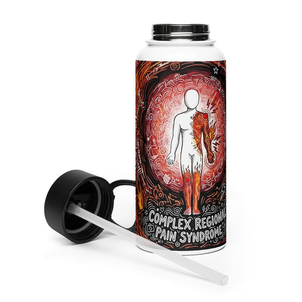 ILLTOCHILL CRPS Awareness gift Stainless steel water bottle with a straw lid – Flat 2 Left