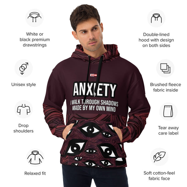 ILLTOCHILL Anxiety awareness gift heavyweight Unisex Hoodie – Product specs Front (Black)