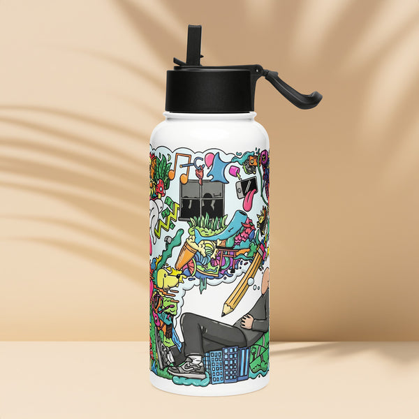 ILLTOCHILL Adhd Attention deficit awareness gift Stainless steel water bottle with a straw lid – Lifestyle 4 Left