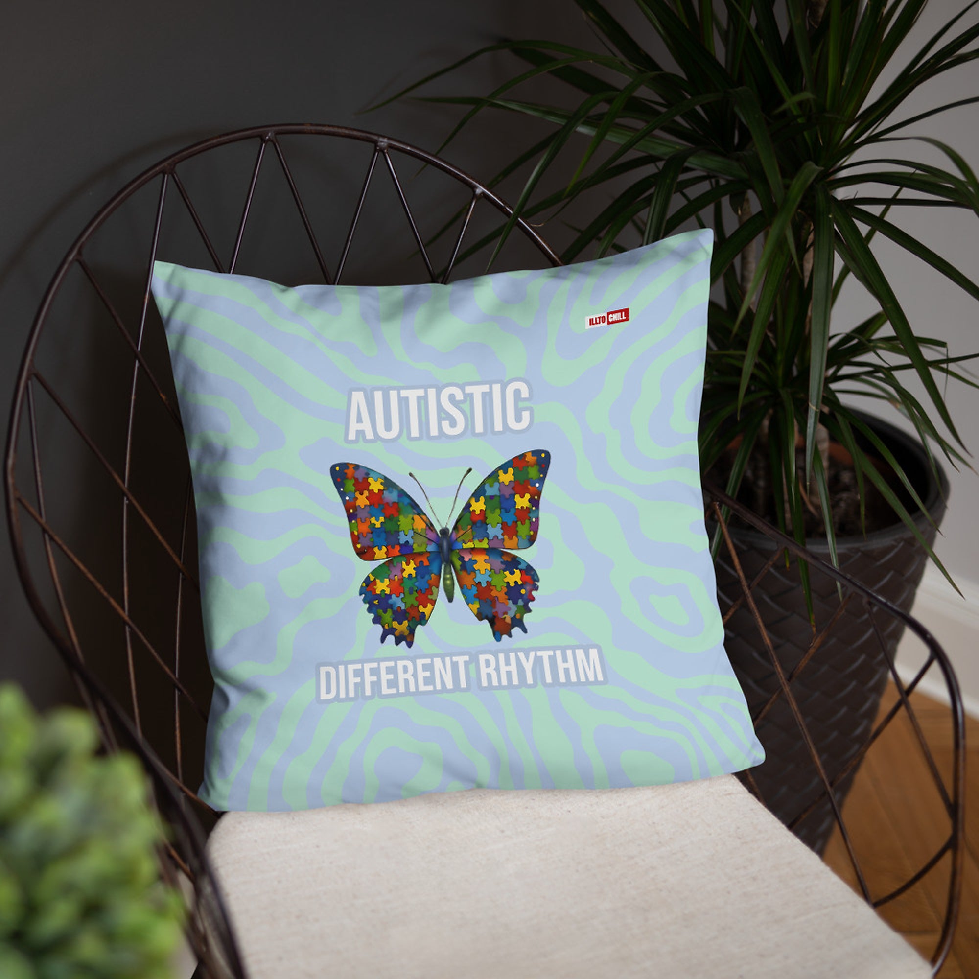ILLTOCHILL Autism Awareness Pillow – Lifestyle Front Lifestyle 4 (White)